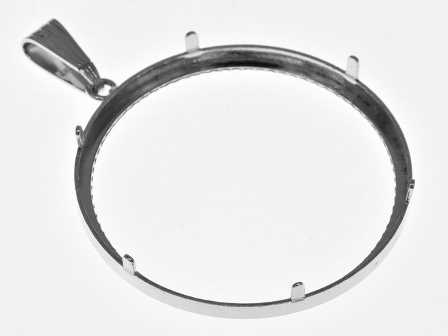 Mnzfassung Anhnger - Diamantschliff - 34,2 mm max. Mnzen Durchmesser - echt Silber rhodiniert