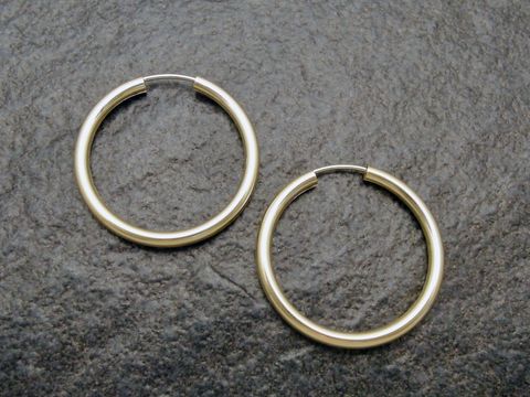 Creolen 3 cm - Gold auf Sterling Silber - vergoldet - 2,5 mm - Ohrringe