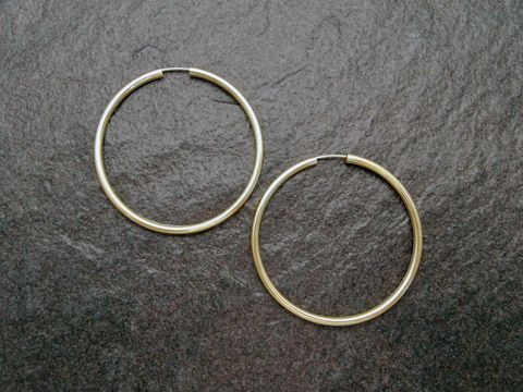Creolen 5 cm - Gold auf Sterling Silber - vergoldet - 2,5 mm - Ohrringe