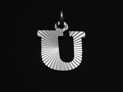Sterling Silber Buchstaben Initialen Diamantschliff - U