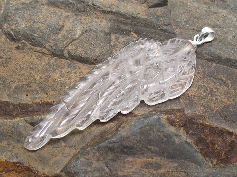 Flgel aus Bergkristall - 5 cm Silber se -WING- Engel