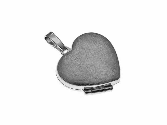 Medaillon Herz - EISMATT mattiert - 16,5 mm - Sterling Silber - rhodiniert