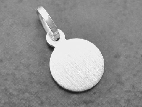 Silber Anhnger - 10,5 mm - Gravurplatte - mattiert + poliert - rund