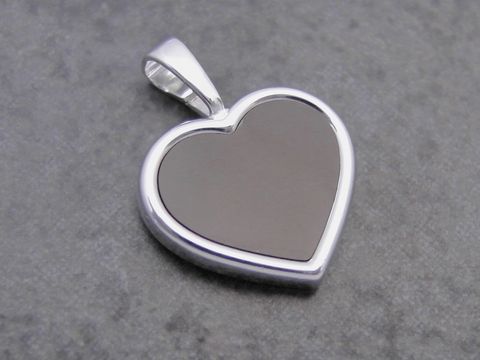 Silber Anhnger - Herz - romantisch - Lack schwarz