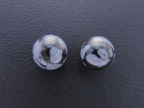 Ohrringe Kugel - Sterling Silber - Achat - schwarz - grau