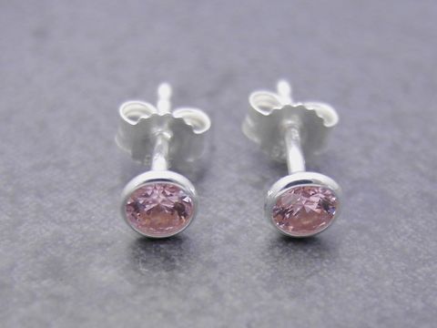 Ohrringe Kreis - Sterling Silber - ansprechend - Zirkonia - pink