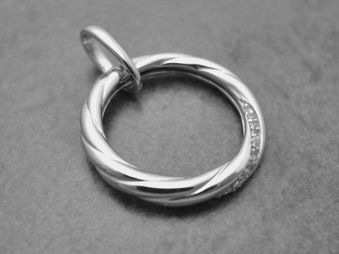 Anhnger - Kreis - Sterling Silber rhodiniert - wei schlicht elegant - Zirkonia