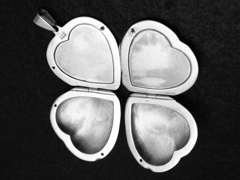 Herz Medaillon fr 4 Fotos Sterling Silber - mattiert