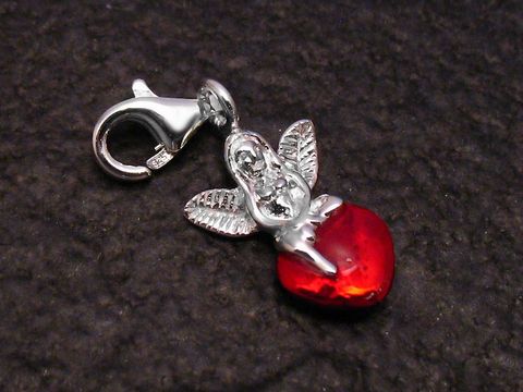 Charms Anhnger Engel Herz Sterling Silber emailliert