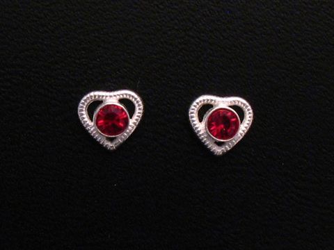 Ohrringe Herz Sterling Silber weiblich - Roter Zirkonia