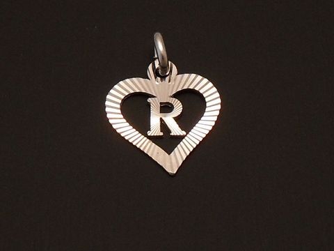 Herz mit Buchstabe R - Anhnger Sterling Silber rhod.