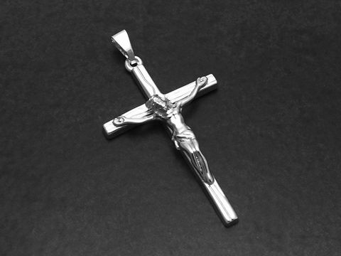 I03 Anhänger Kreuz Rindenoptik Jesus Sterling Silber 925