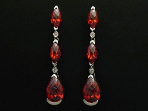 Ohrringe Design Sterling Silber elegant - Zirkonia rot