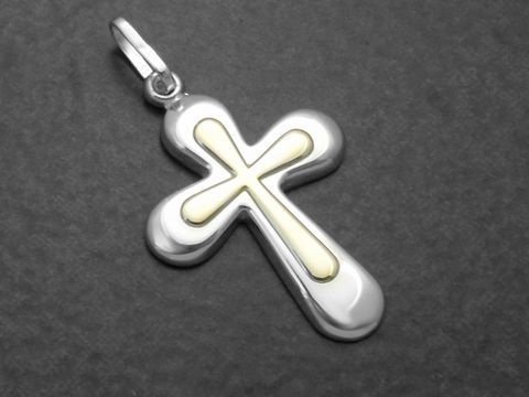 Kreuz - Sterling Silber bicolor Anhnger - poliert - modisch