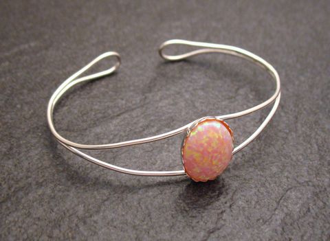 Syn. Opal rosa - Armreifen 18 cm Sterling Silber