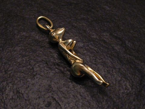 Stammesfrau Anhnger - Silber vergoldet - abstrakt