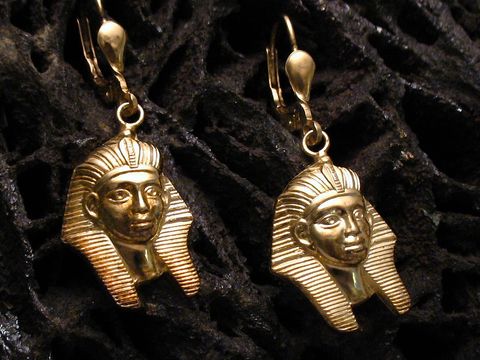 Sphinx Ohrringe - Silber vergoldet - antik