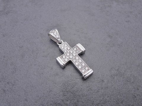Silber Anhnger - Kreuz - Kristall - weiss - religise - 37 mm
