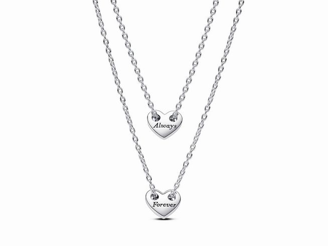 Pandora 393207C00-45 Fr immer & Ewig Teilbare Herz Collier-Halsketten - Silber - 45 cm