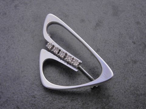 Weigold Brosche - attraktiv - Weigold 585 - Diamant - Anstecknadel