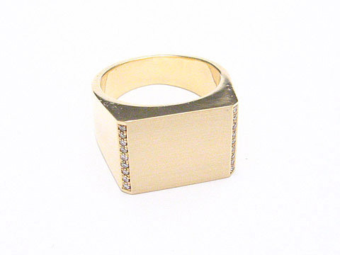 Gold 585/- 14 Karat massiver Gold Ring mit Brillanten