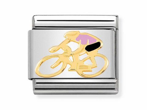 Nomination Classic 030259 12 - Radfahrer ROSA - Emaille & Gold