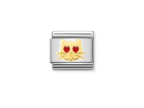 NOMINATION Classic - Emaille + Gold  030272 43 - Katze mit Herzaugen