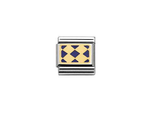 Nomination Classic ELEGANCE 030280 29 - bicolor + blaue Emaille - 4 Rhomben