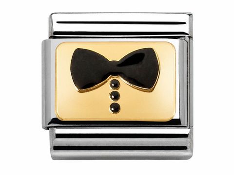 Nomination - 030280 34 - Classic - Schwarze Krawattenschleife - Gold + Emaille - ENGRAVED ELEGANCE