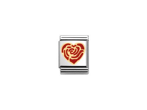 Nomination Big - Emaille 032230 33 - rote Rose als Herz