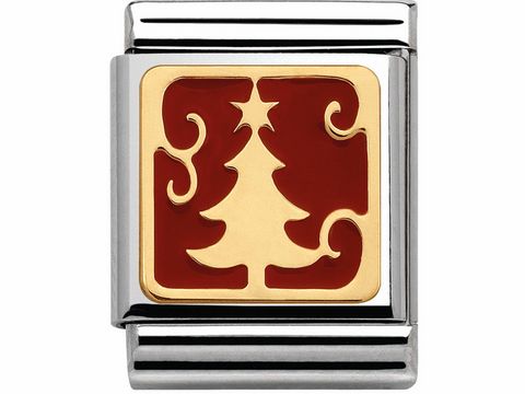 Nomination 032244 10 BIG aus Edelstahl - Emaille + Gold - roter Baum