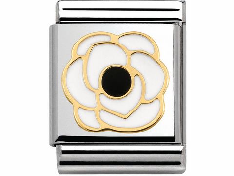 Nomination 032245 03 BIG Elegance aus Edelstahl - Emaille + Gold - Weisse Camellia