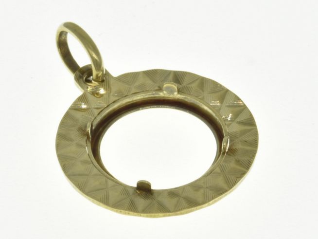 Mnzfassung Anhnger - diamantiert - 13,1 mm max. Mnzen Durchmesser - 585 Gold