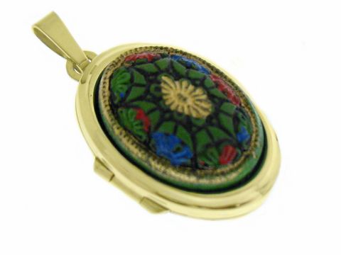 Green line - Medaillon mit Cabochon - Gold 585