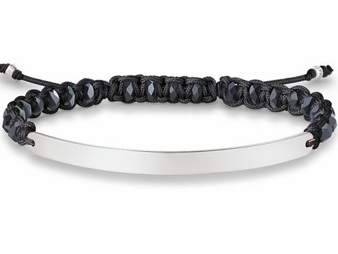 Thomas Sabo LBA0051-172-11-L21v Love Bridge Armband 15-21cm Silber - Obsidian - Nylon schwarz
