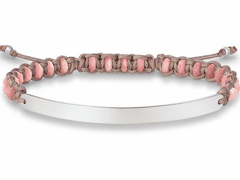 Thomas Sabo LBA0052-814-9-L21v Love Bridge Armband 15-21cm Silber - beh. Bambuskoralle - Nylon pink