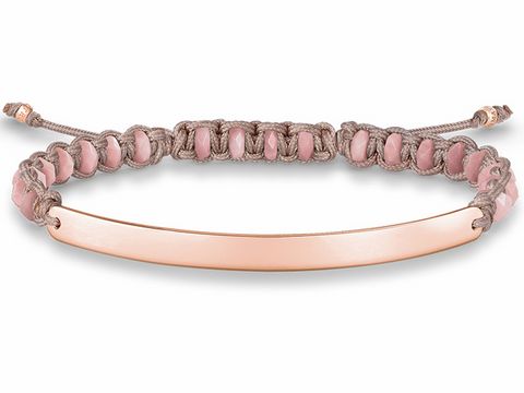 Thomas Sabo LBA0054-893-9-L21v Love Bridge Armband 15-21cm Silber verg. Rosgold - Jaspis - Nylon pink