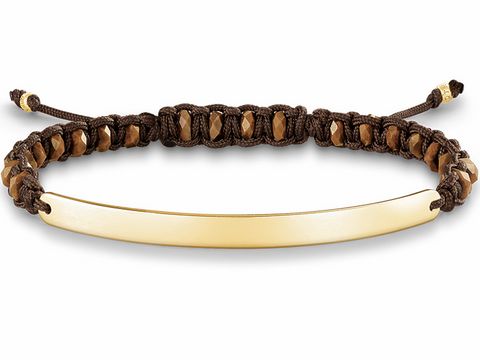 Thomas Sabo LBA0056-894-2-L21v Love Bridge Armband 15-21cm Silber verg. Gold - Tigerauge - Nylon braun