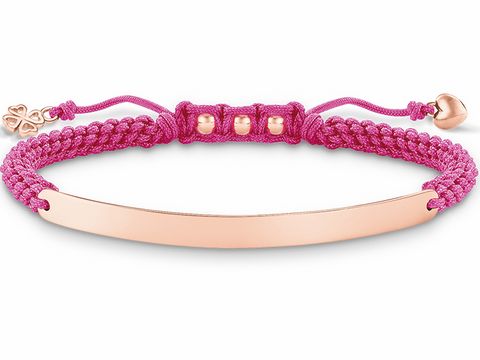 Thomas Sabo LBA0065-597-9-L21v Love Bridge Armband 15-21cm Silber verg. Rosgold - Nylon pink