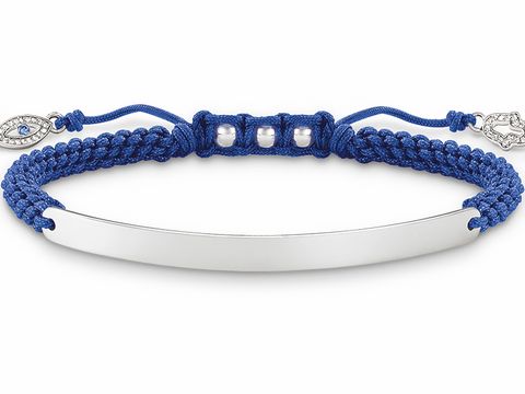 Thomas Sabo LBA0066-897-1-L21v Love Bridge Armband 15-21cm Silber - synth. Spinell - Zirk. Nylon blau
