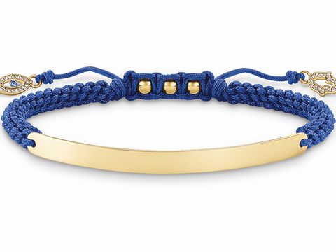 Thomas Sabo LBA0067-899-1-L21v Love Bridge Armband 15-21cm Silber verg. Gold - Zirk. Nylon blau