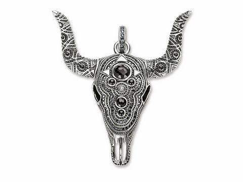 Silber Stierkopf - - geschw. - Zirkonia Anhänger Maori Sabo PE725-641-11 - Thomas schwarz 41608734 Onyx