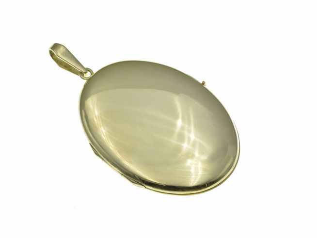 Gold Medaillon - Oval - poliert - geeignet fr 2 Fotos - 585 Gold