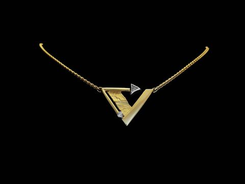 Gold Collier - Zopf - Dreiecks Design - Zirkonia - 45 cm - 333 Gold