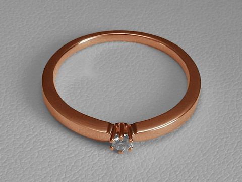 Verlobungsring - Rotgold Ring - Brillant 0,05 ct. W/Vsi - Gr. 52 - 585 Rotgold