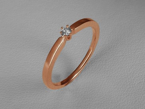 Verlobungsring - Rotgold Ring - Brillant 0,05 ct. W/Vsi - Gr. 62 - 585 Rotgold