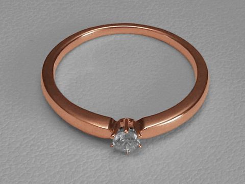 Verlobungsring - Rotgold Ring - Brillant 0,10 ct. W/Si - Gr. 54 - 585 Rotgold