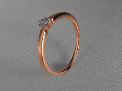 Verlobungsring - Rotgold Ring - Brillant 0,10 ct. W/Si - Gr. 62 - 585 Rotgold