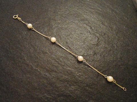 Perlenarmband 13-20 cm Baby Geschenkidee - Zuchtperlen - Gold 585