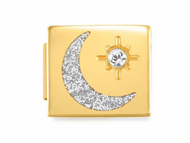Nomination Classic GLAM Link Edelstahl mit Zirkonia Gelbgold - 230308 04 - Moon and Star